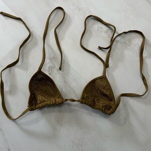 I am gia rhinestone brownish green swim top